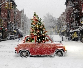 Christmas-tree-car-in-the-snow